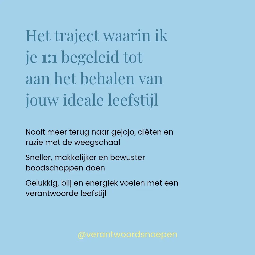 Zet jij jezelf ook weer op nummer 1?
We hebben het allemaal voor elkaar, een mooie carrière, een prachtig gezin en groot sociaal netwerk. Toch vergeten we vaak 1 ding.. onszelf!😱
Hierdoor slaap je slechter, voel je je futloos en heb je geen idee wanneer je ook nog moet sporten. Al die keuzes in de supermarkt en die schreeuwende claims op de verpakkingen maken het er niet makkelijker op. 😔
Kies je een keer voor een ijsje of pizza, voel je je meteen schuldig en ga je compenseren.
Je hebt alle diëten geprobeerd en bent de ruzie met de weegschaal helemaal zat.
Het wordt tijd om jezelf op nummer 1 te zetten! 💪
Je verdient het om je gelukkig, blij en energiek te voelen! 💞
Je verdient het om geen compensatiegedrag en schuldgevoel meer te hebben! 🥰
Je verdient het om tijd en plezier te krijgen in bewegen. 😉
You can do it! 💪
Voel jij je weleens schuldig na het eten van een ijsje of pizza?
#verantwoordsnoepen #verantwoordafvallen
#verantwoordelevenstijl #leefstijladvies #leefstijlverandering #leefstijlexpert #leefstijlcoaching #afvallen #afvallenzonderhonger #afvallenzonderdieet #geendieet #nodiet #gezond #gezondeten #gezondelevensstijl #gezonderelatiemeteten #gezonderecepten #etikettenlezen #etiketten #boodschappen #productvergelijking #bewegenisgezond #bewegen #slaap #mindset #minderstress