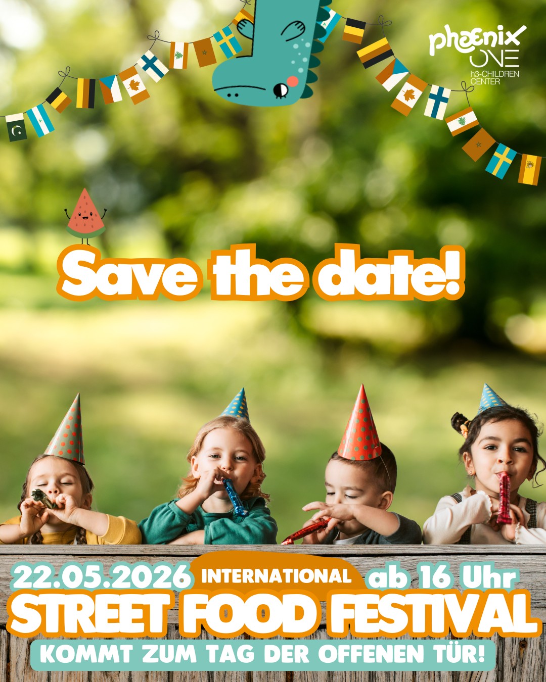 International Street Food Festival im Kindergarten pONE 🌍🍴
Internationales Flair, fröhliche Musik und ganz viel gute Stimmung – am 22. Mai 2026 feiern wir unseren Tag der offenen Tür als kleines Festival der Begegnung!
Merkt euch den Termin schon jetzt vor und kommt vorbei, wenn sich unser phoenixONE in einen lebendigen Treffpunkt für große und kleine Entdecker verwandelt. Welche internationalen Köstlichkeiten euch erwarten, verraten wir bald …
Save the Date:
📅 22. Mai 2026
🕓 ab 16 Uhr
📍 phoenixONE, Hartensteiner Straße 95, Oelsnitz/ERZ
Wir freuen uns auf euch!
#SaveTheDate #StreetFoodFestival #KindergartenpONE #TagDerOffenenTür #Familienevent #OelsnitzErzgebirge #GemeinsamFeiern #BunteKulturen #FestivalStimmung #FürGroßUndKlein #MerktEuchDenTermin