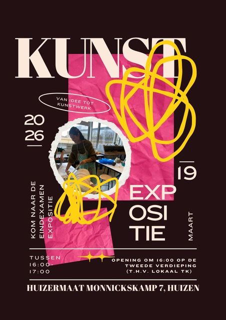 Nieuwsgierig naar de kunstexpositie van onze examenkandidaten? Van harte welkom op donderdag 19 maart om 16.00u. 🎨