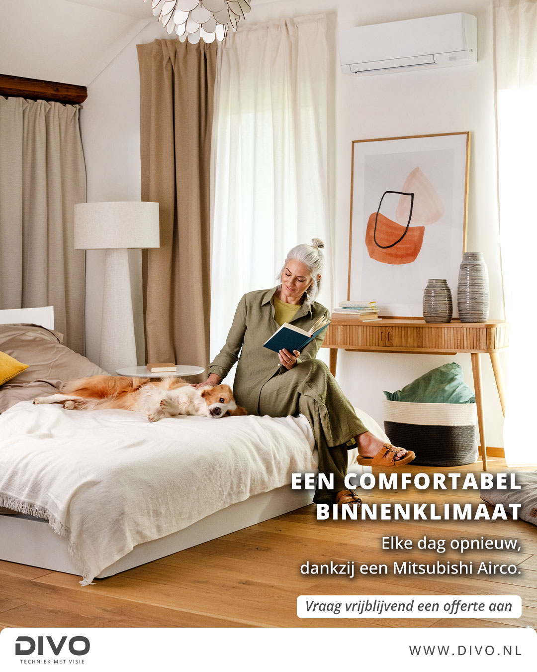 𝗛𝗲𝘁 𝗵𝗲𝗹𝗲 𝗷𝗮𝗮𝗿 𝗱𝗼𝗼𝗿 𝗰𝗼𝗺𝗳𝗼𝗿𝘁𝗮𝗯𝗲𝗹 𝘄𝗼𝗻𝗲𝗻 🏠
Met de airco’s van Mitsubishi Electric geniet u elke dag van een prettig binnenklimaat. Of het nu warm is in de zomer of fris in de winter: uw woning blijft altijd op de juiste temperatuur.
Verbeter uw wooncomfort met een airco die perfect aansluit op uw ruimte en wensen. Bij Divo kijken we graag samen met u naar uw situatie, zodat we een oplossing kunnen adviseren die écht bij u past.
Wij nemen de tijd om alles goed in kaart te brengen en maken een voorstel dat volledig is afgestemd op uw woning.
Vraag vrijblijvend een offerte aan via www.divo.nl