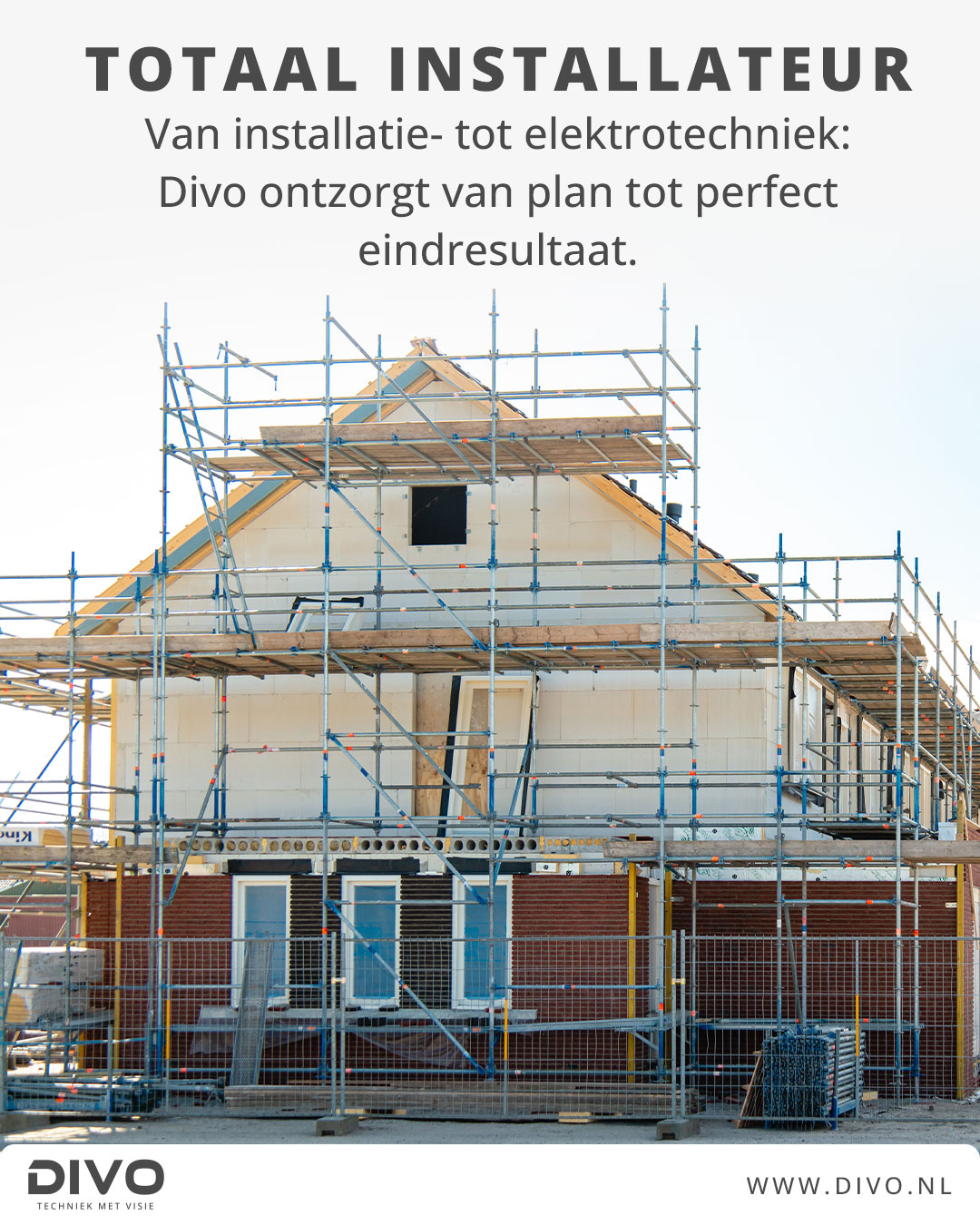 𝗡𝗶𝗲𝘂𝘄𝗯𝗼𝘂𝘄-, 𝘃𝗲𝗿𝗯𝗼𝘂𝘄- 𝗼𝗳 𝗿𝗲𝗻𝗼𝘃𝗮𝘁𝗶𝗲𝗽𝗹𝗮𝗻𝗻𝗲𝗻? 🏗️🔌💧
Met Divo kiest u voor één betrouwbare totaalinstallateur die de elektro- en installatietechniek volledig van A tot Z verzorgt. Van de eerste plannen tot de laatste afwerking denken wij met u mee en nemen wij het werk uit handen.
Zo kunt u rekenen op kwaliteit, vakmanschap en één bedrijf gedurende het hele project.
Benieuwd wat wij voor uw project kunnen betekenen? Vraag vrijblijvend een offerte aan via onze website.