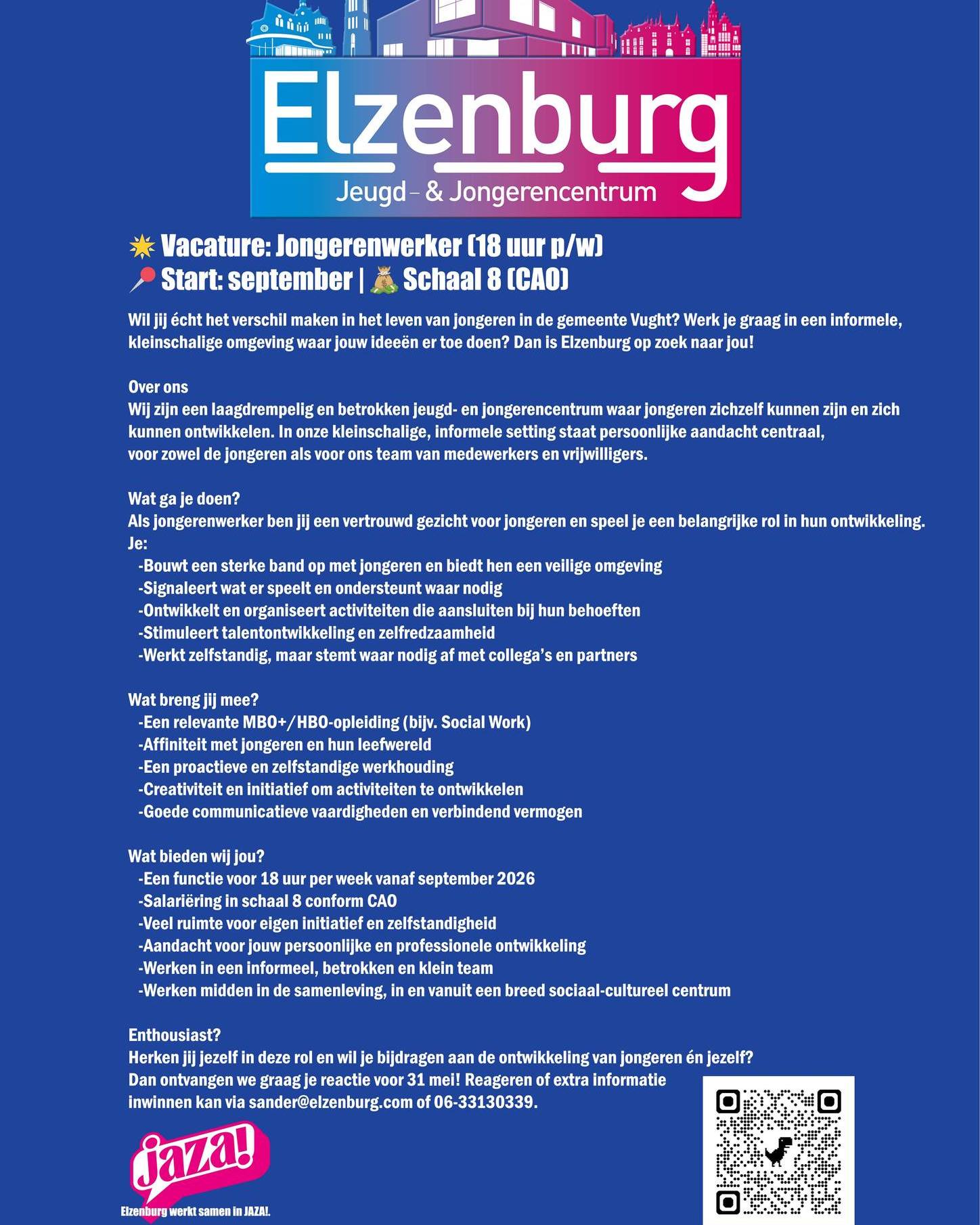 Onze jongerenwerker-van-het-eerste-uur Damian gaat zijn vleugels uitslaan. Super-tof voor hem, even wennen voor ons, maar een mooie kans voor jou! Herken jij je in deze vacature? Dan maken we graag kennis!Delen wordt gewaardeerd.