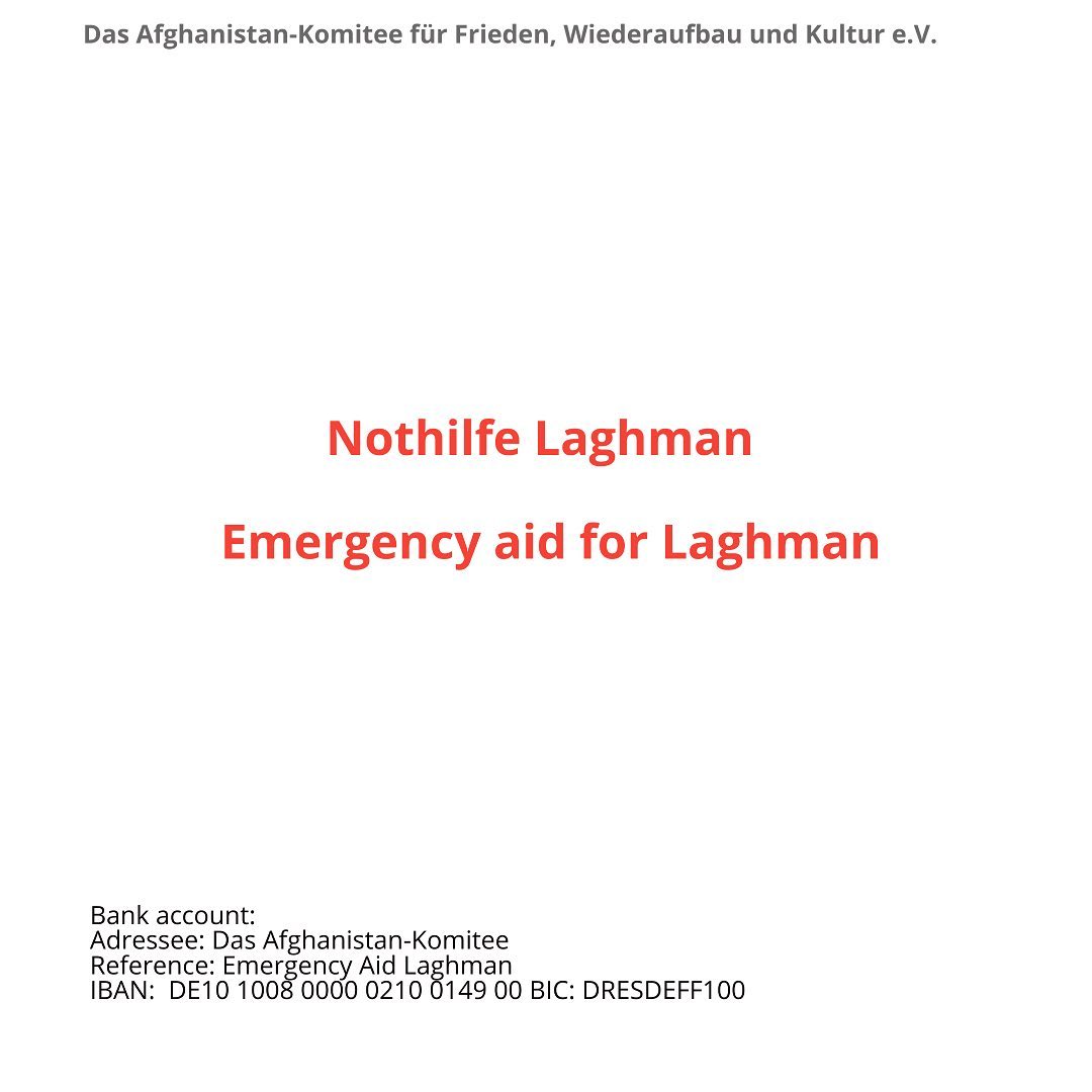 #laghman#afghanistan#nothilfe#emergencyaid
Salam alle zusammen!
Auf die Bitte eine Bekannten möchten mit euch gemeinsam Spenden sammeln und die Familien unterstützen!
Den Spendenlink findet ihr in der bio! 🙏🏻
Salam everyone!
At the request of a friend we want to collect donations together with you in order to support the families!
You can find the donation link in the bio! 🙏🏻