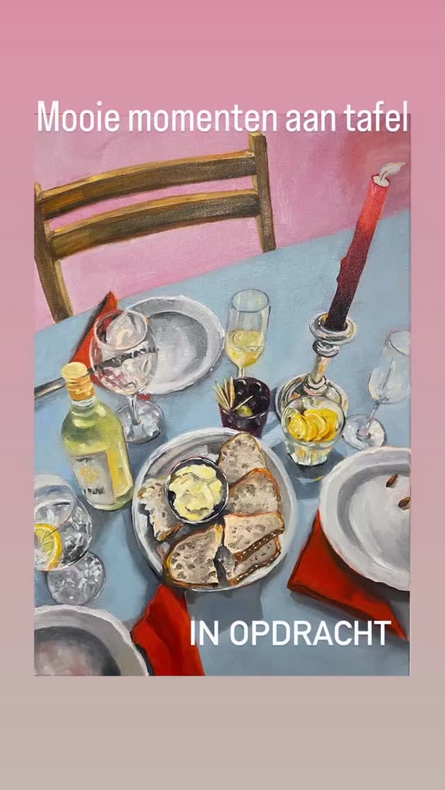 VERKOCHT #inopdracht #21party #huwelijkscadeau #gezamenlijkcadeau #sweetmemory #vastgelegd #tafelsetting #schilderij #uniek #herinnering #gedektetafel #hetdiner #vakantiekiekje #vooraltijd #kunstwerk…