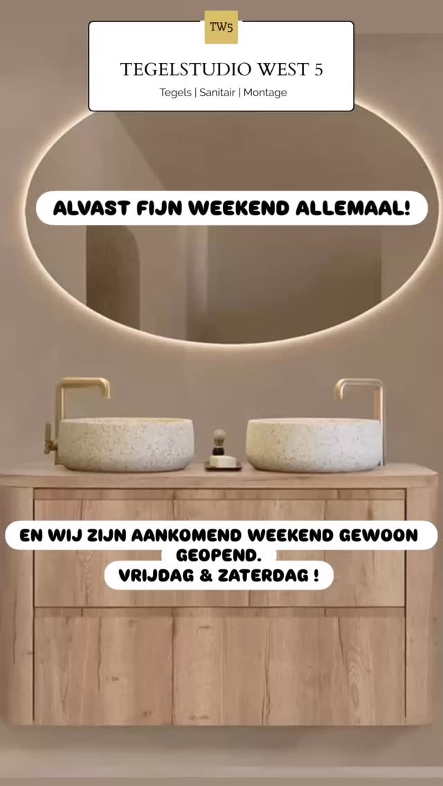 EXTRA LANG WEEKEND VOOR DE DEUR?
Wij zijn aankomend gewoon op de vrijdag & zaterdag geopend van 10 tot 17 uur!
Kom je gezellig langs om inspiratie op te doen of voor een vrijblijvend advies? Wij helpen je graag.
TEAM: TEGELSTUDIO WEST 5