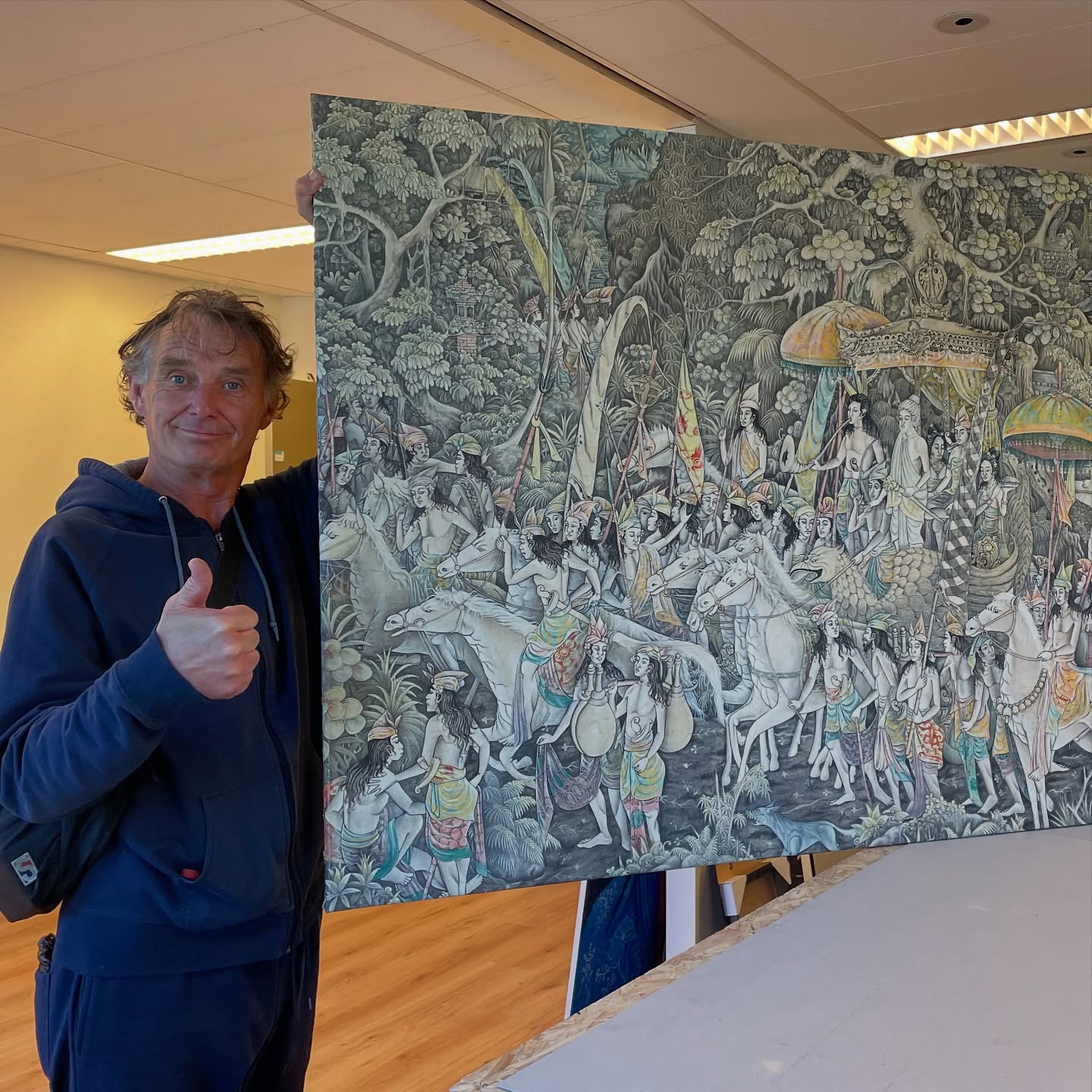 Vorige week deze man blij gemaakt met een opnieuw opgespannen canvas met emotionele waarde. Wat herstelwerkzaamheden verricht aan het canvas en een stevig spieraam gebruikt. Dank voor de opdracht @lorneseager !