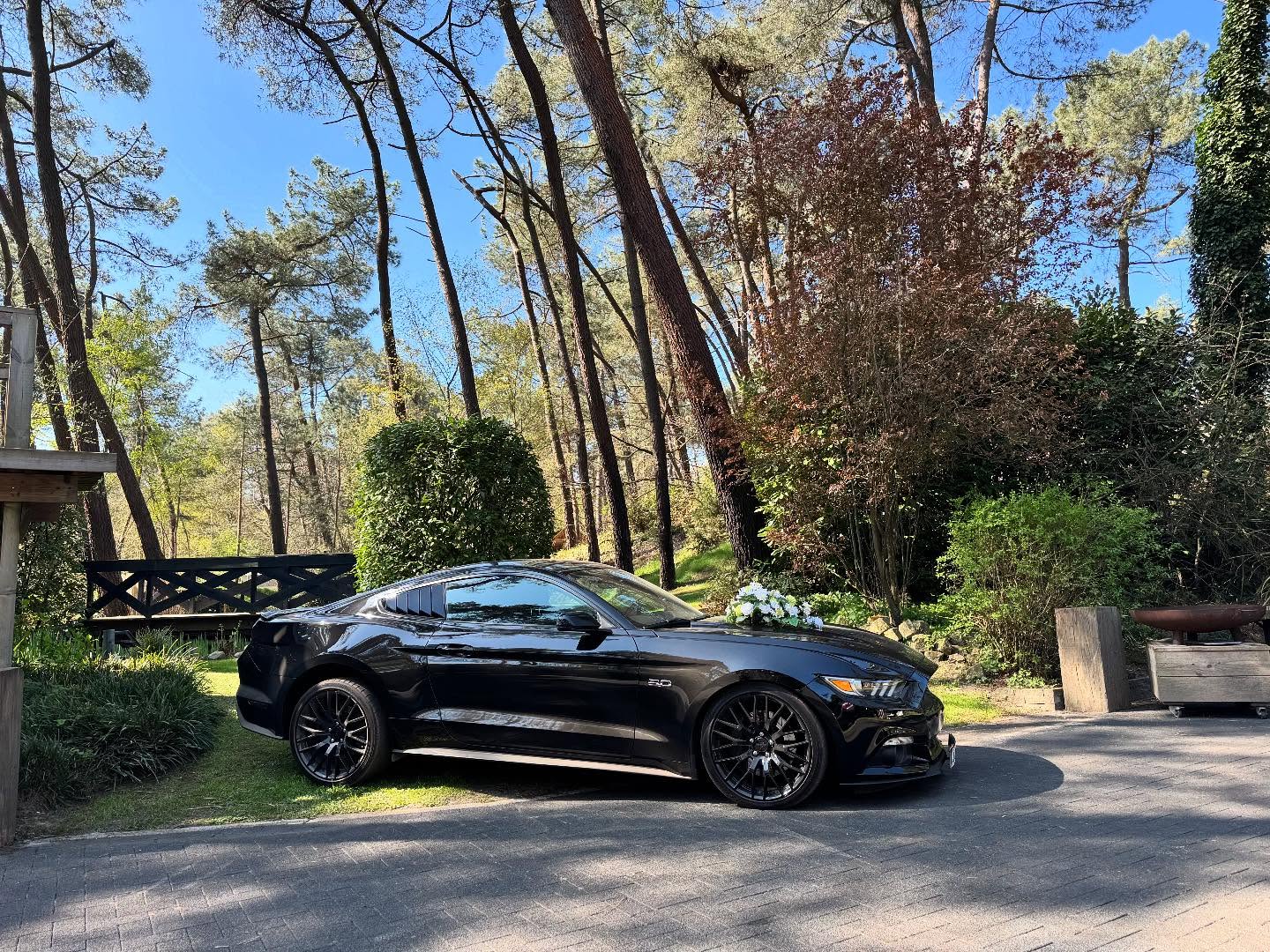 Ben je nog opzoek naar een stoere trouwauto? Dan is onze zwarte Ford Mustang GT V8 zeker iets voor je! #ford #mustang #v8 #gt #trouwen #trouwauto #bruiloft #verloofd #musclecar #trouwvervoer #trouwgilde