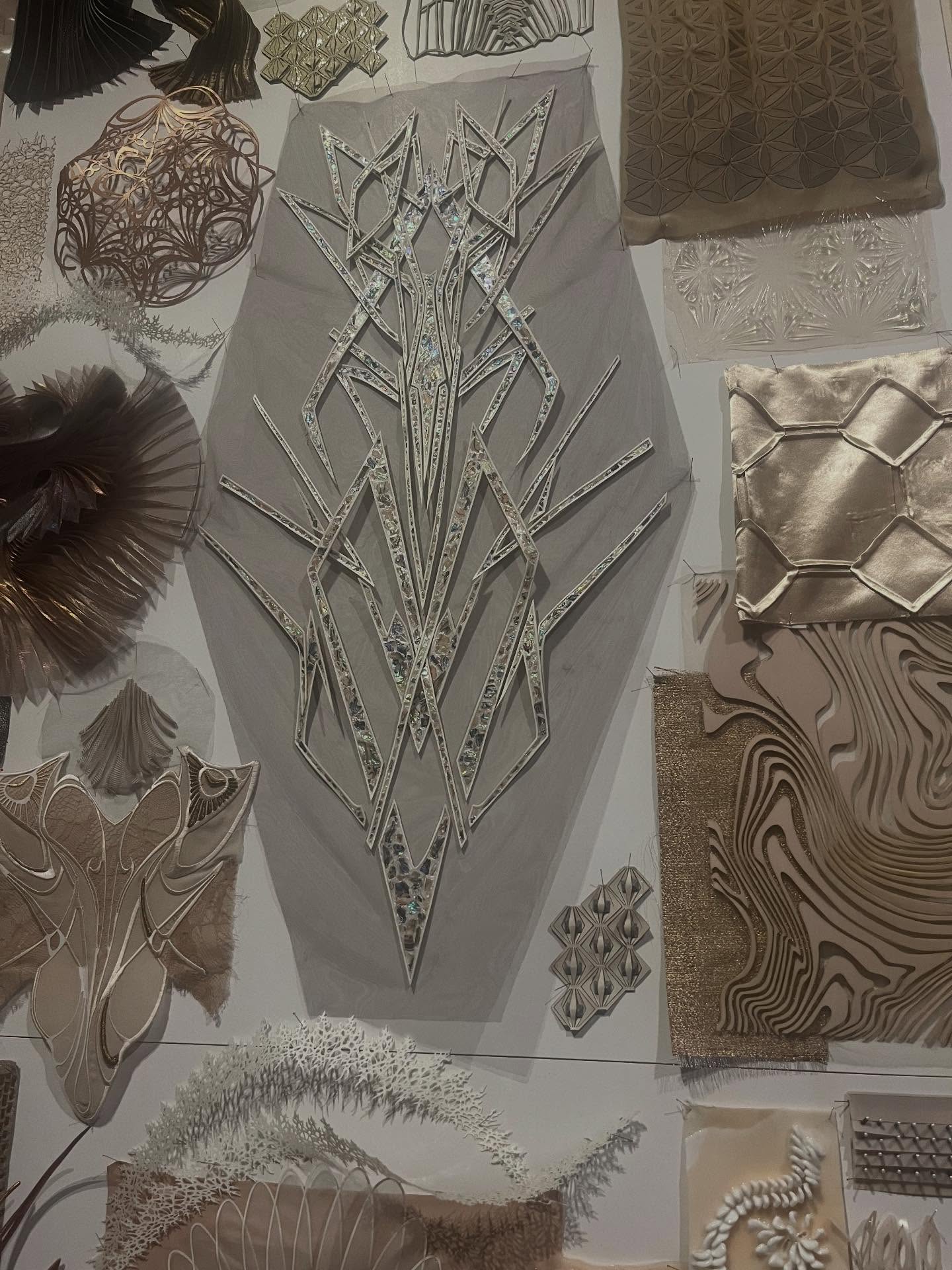 In 010 again for the second time @irisvanherpen @kunsthal , this time with @jurrien_brouwer and co. Love the details of the samples, combining natural and artificial fibers, the extensive research that was done and seeing how it all combines in the final piece: a wearable dream…