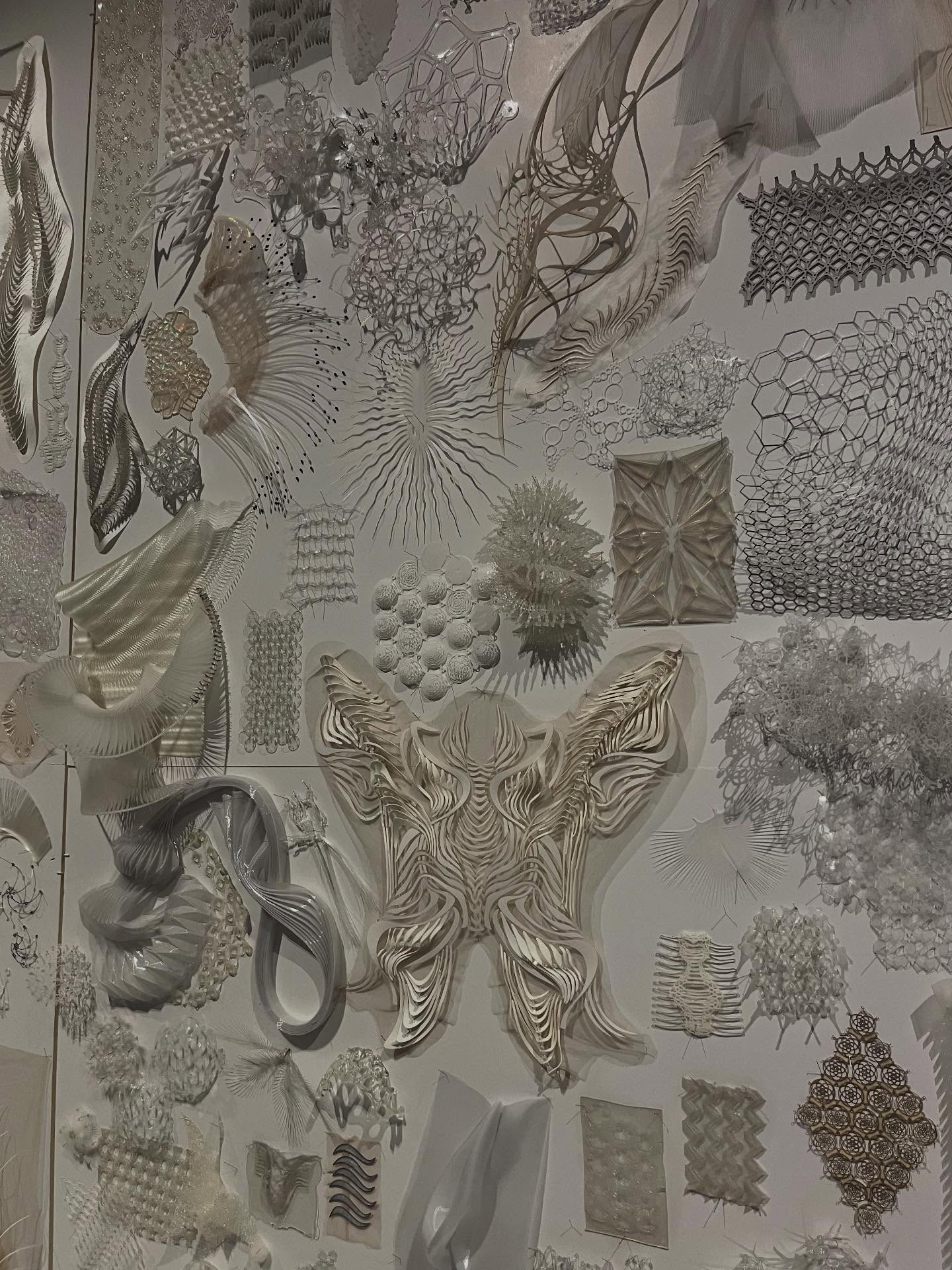 In 010 again for the second time @irisvanherpen @kunsthal , this time with @jurrien_brouwer and co. Love the details of the samples, combining natural and artificial fibers, the extensive research that was done and seeing how it all combines in the final piece: a wearable dream…