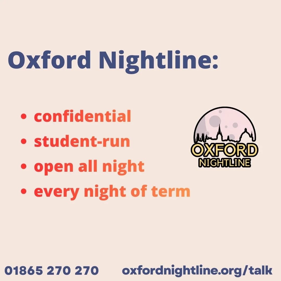 Nightline will listen to you, even when no one else does ๐ฉท
๐ 8pm - 8am, throughout term time.
๐ Call us at: 01865 270270
๐ฌ Or start a chat: oxfordnightline.org/talk
Here for you. Here to listen.