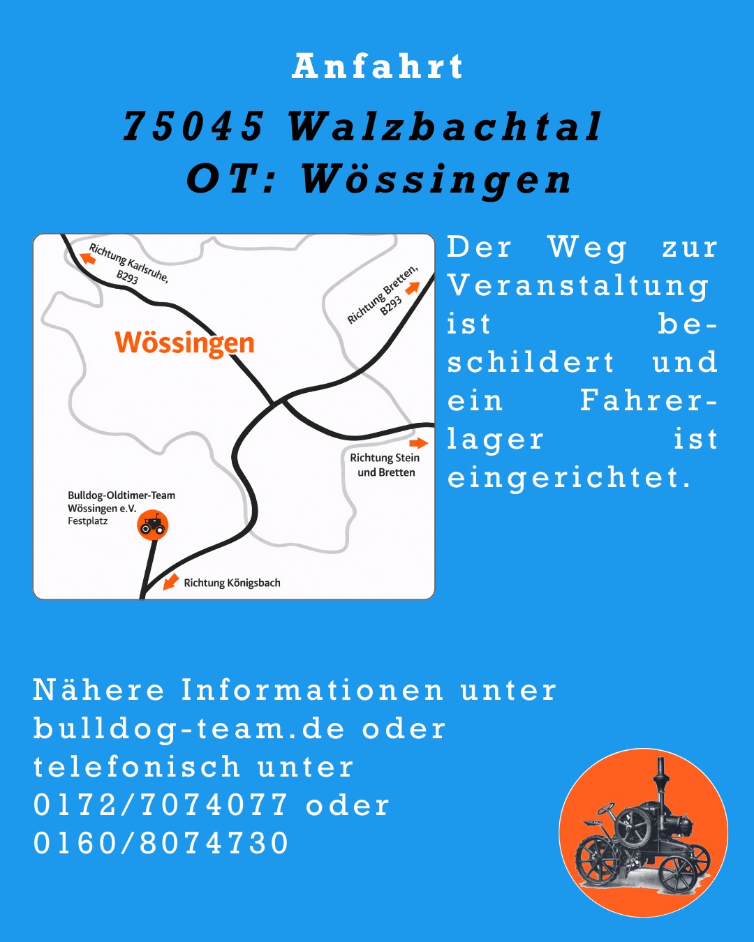 Am 05. und 06. September veranstalten wir wieder unsere Wössinger Feldtage.
Dieses Jahr widmen wir uns speziell den Einachsschleppern. Wir freuen uns über alle Exponate.
Ein Fahrerlager für unsere Schlepperfreunde ist eingerichtet.
Wir freuen uns aber generell über alle Oldtimer, egal ob Schlepper, Motorrad & Moped oder US-Car.
#bulldogteamwoessingen
#feldtage
#feldtage2026
#walzbachtal
#wössingen
#schleppertreffen
#schleppertreffen2026
