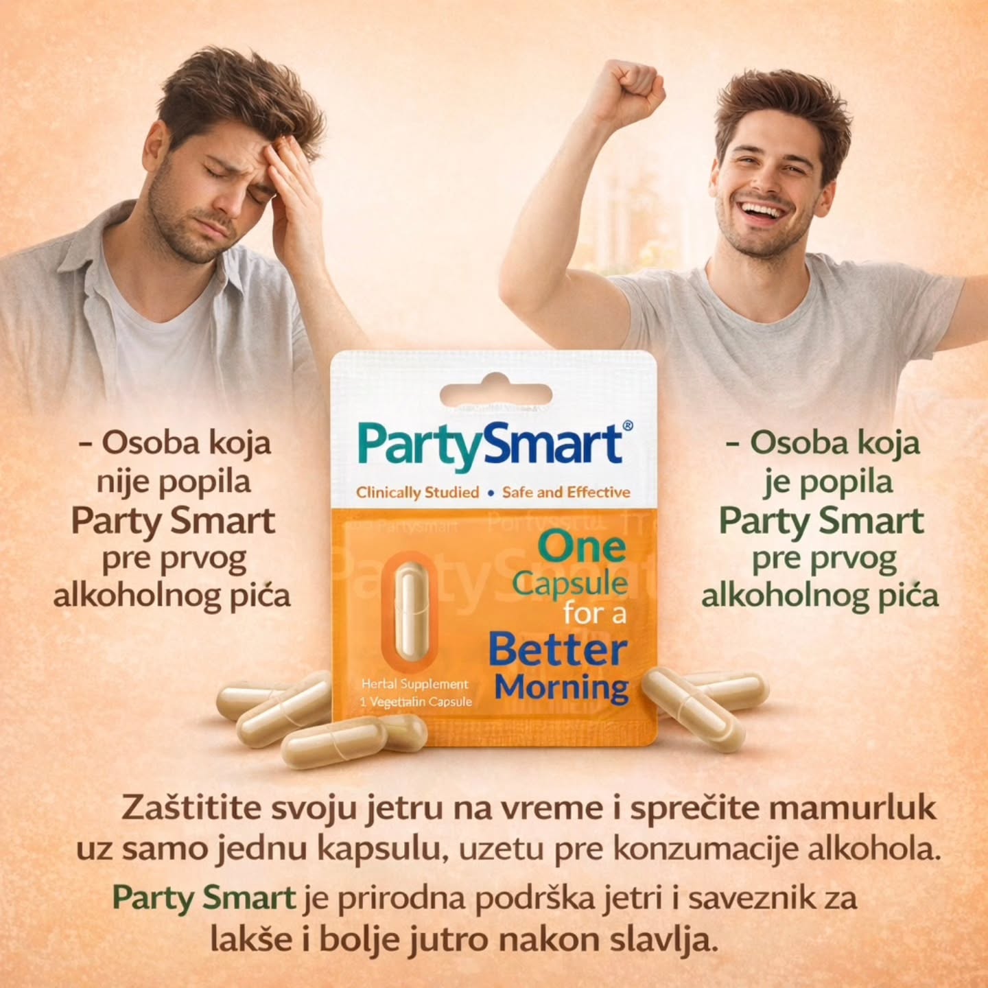PartySmart kapsula za mamurluk, bolje jutro.
PartySmart možete kupiti ili poručiti u bilo kojoj apoteci u Srbiji.
*Jedna kapsula malo pre prvog alkoholnog pića-za bolje jutro.
*Otklanja simptome koji se javljaju nakon konzumacije alkoholnih pića.
*Štiti jetru od toksičnih efekata alkohola, eliminiše acetaldehid iz organizma.
#psmm
#psmhimalaya
#partysmart
#mamurluk
#glavobolja