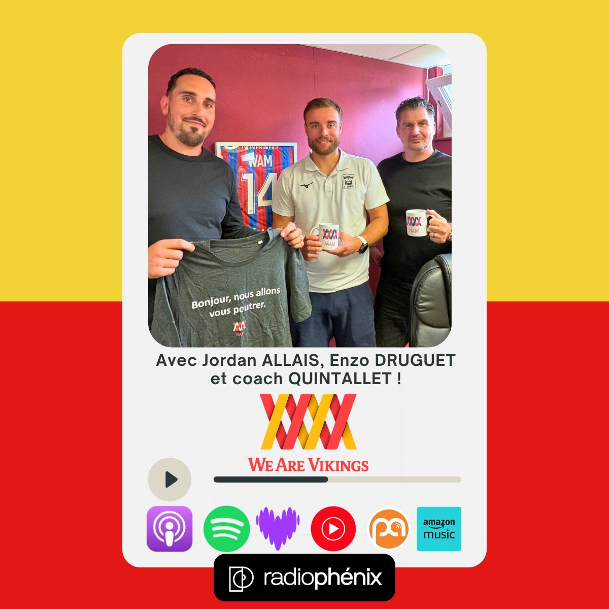 🤾♂️ WAM se met en mode We Are Vikings pour fêter la montée des Vikings dans l’élite du hand français, avec le capitaine @jordanallais , le goal @enzodrgt, et le coach Sébastien Quintallet !
🎧 Une heure passionnante en leur compagnie, pour tout savoir de leur histoire et de cette saison qui restera dans l’histoire du sport caennais !
❤️👉 LIENS EN BIO 👈💛
👩👩👧👧 La compo : @lacaencaneuse, @jejdel , @sylviodelavega et @sebwam
⏺️ Production : @milou_yloj / @radiophenix
😘 Merci @anaelle.abasq, @manuchofrot et @corentingouny_
#starligue #handball #tousvikings #Caen #vikings 🤾♂️ WAM se met en mode We Are Vikings pour fêter la montée des Vikings dans l’élite du hand français, avec le capitaine @jordanallais , le goal @enzodrgt, et le coach Sébastien Quintallet !
🎧 Une heure passionnante en leur compagnie, pour tout savoir de leur histoire et de cette saison qui restera dans l’histoire du sport caennais !
❤️👉 LIENS EN BIO 👈💛
👩👩👧👧 La compo : @lacaencaneuse, @jejdel , @sylviodelavega et @sebwam
⏺️ Production : @milou_yloj / @radiophenix
😘 Merci @anaelle.abasq, @manuchofrot et @corentingouny_
#starligue #handball #tousvikings #Caen #vikings
