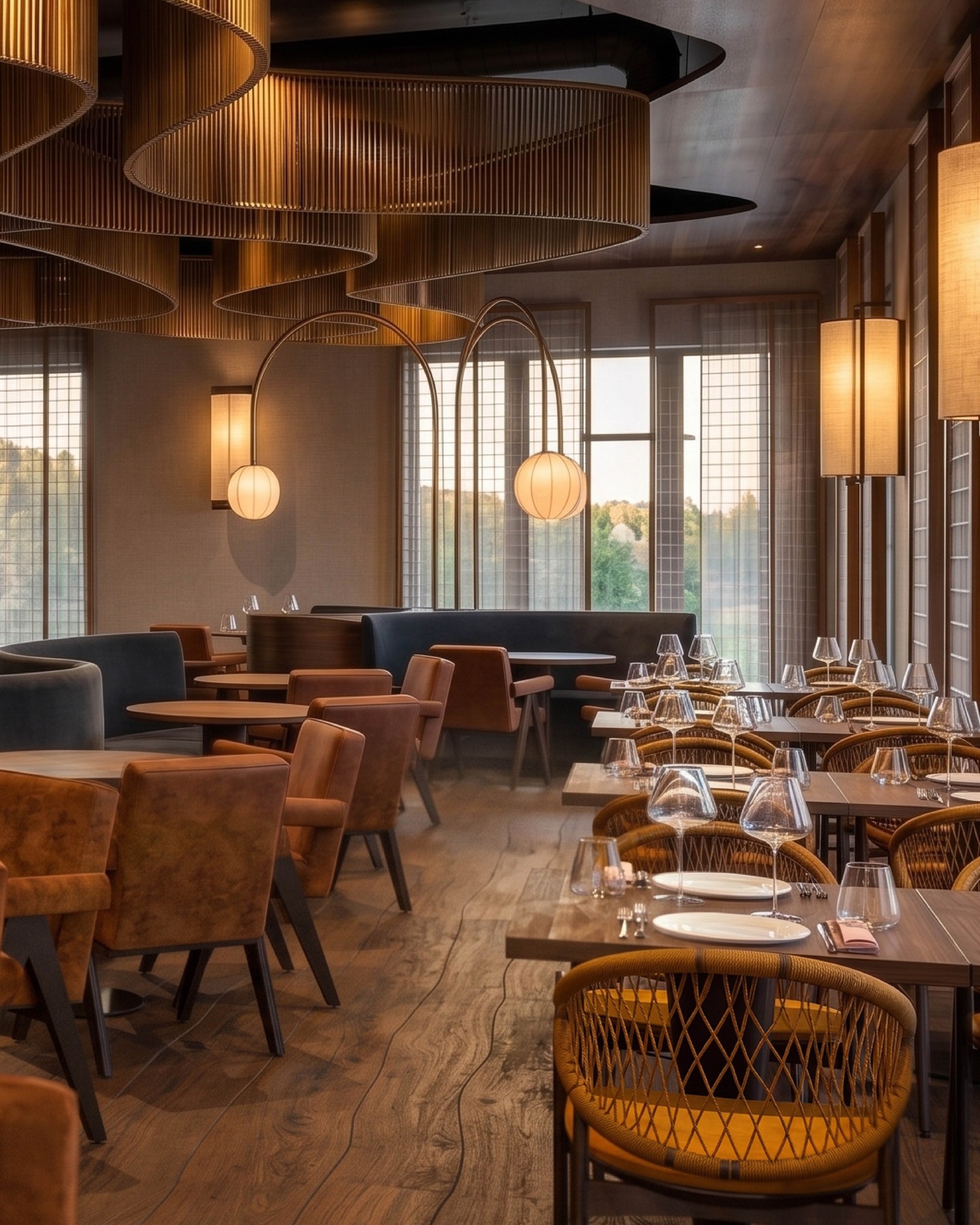 Japanese Restaurant Bavaria
This fine dining restaurant makes it possible to immerse yourself, both with regard to the atmosphere and in culinary terms, in the Far East right in the middle of Bavaria. The defining materials are natural stone and wood; they link the Asian to the Bavarian surroundings.
#KitzigStudios #KitzigIdentities #Restaurant #Interiordesign