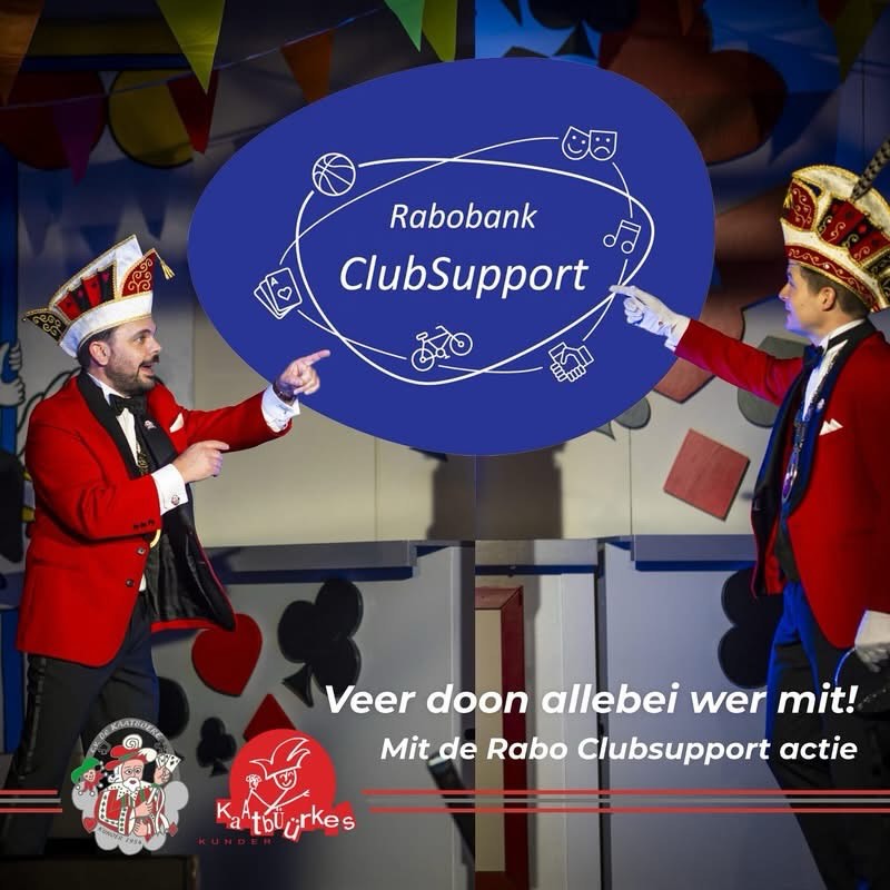 De Rabo Clubsupport-actie is wer van sjtart! 💰
Zoe es gewind doon CV de Kaatboere en Stichting Kaatbuurkes weer los van ein anger mit.
Elke sjtum is veur os geld weerd!
Geer zult begriepe dat ‘t veur os belangriek is um die actie onger de aandach te bringe, zoedat veer zoeveul meugelik sjtumme kinne vergare. Um de vastelaovendscultuur in Kunder in sjtand te houwe, zint v’r afhankelijk van de onmisbere hulp van veüle vriewilligers en financiële sjteun. Veer kinne die biedrage daorum good gebroeke!